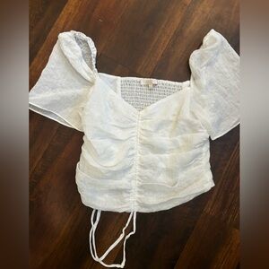 Wayf White Ruched Blouse